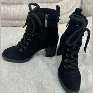 Aquatalia Ihana Suede Lace Up Black Boots Combat size 8